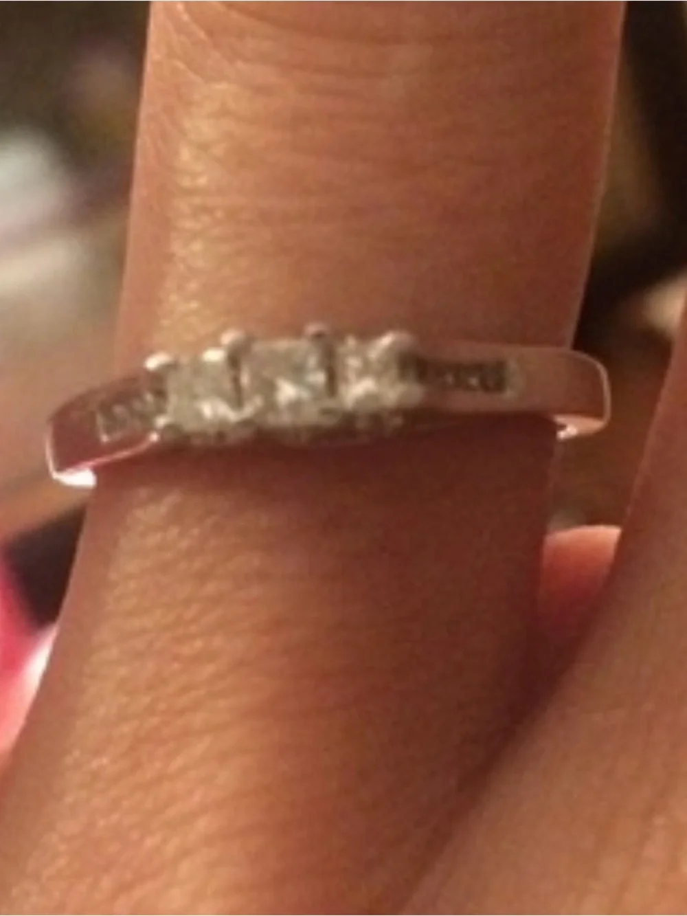10K White Gold Ring 1/4 Ct princess cut  3 main stones, purchased from Zales 6